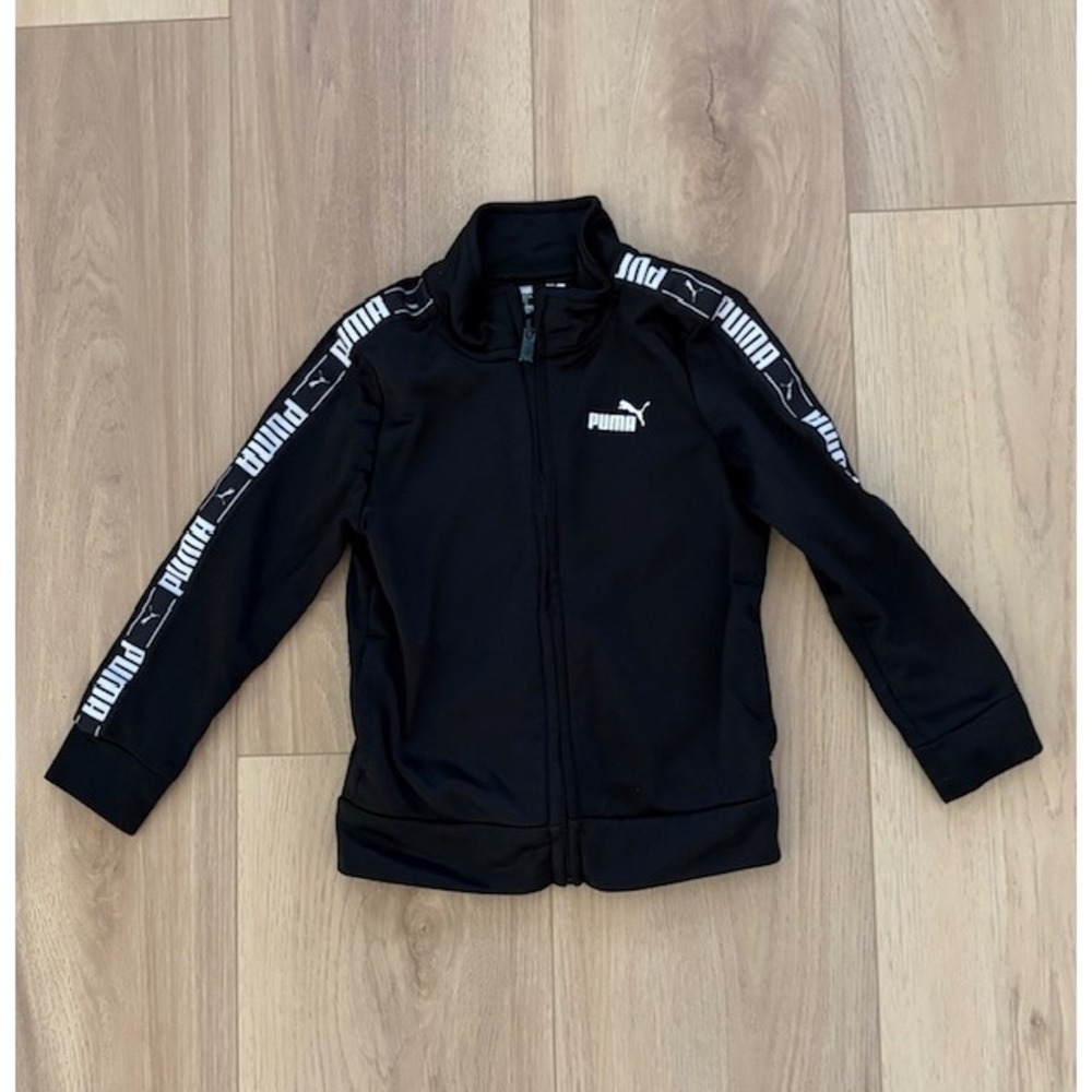 Puma Jacket 24M‎ Black Full Zip Track Jacket Logo Athletic Activewear